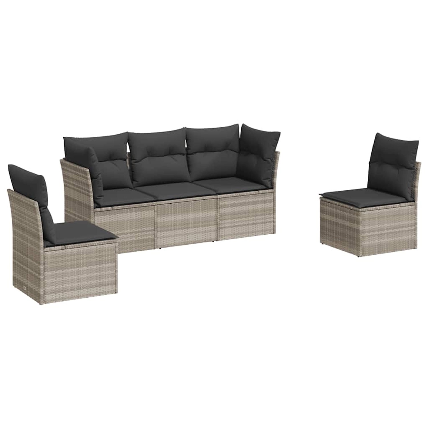 vidaXL 5-Tlg Garten-Sofagarnitur mit Kissen Hellgrau Poly Rattan 3217352 günstig online kaufen