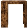 Bartisch mit Regal in Räuchereiche-Optik aus Holzwerkstoff. Dunkles Holzdesign für Küche oder Esszimmer.