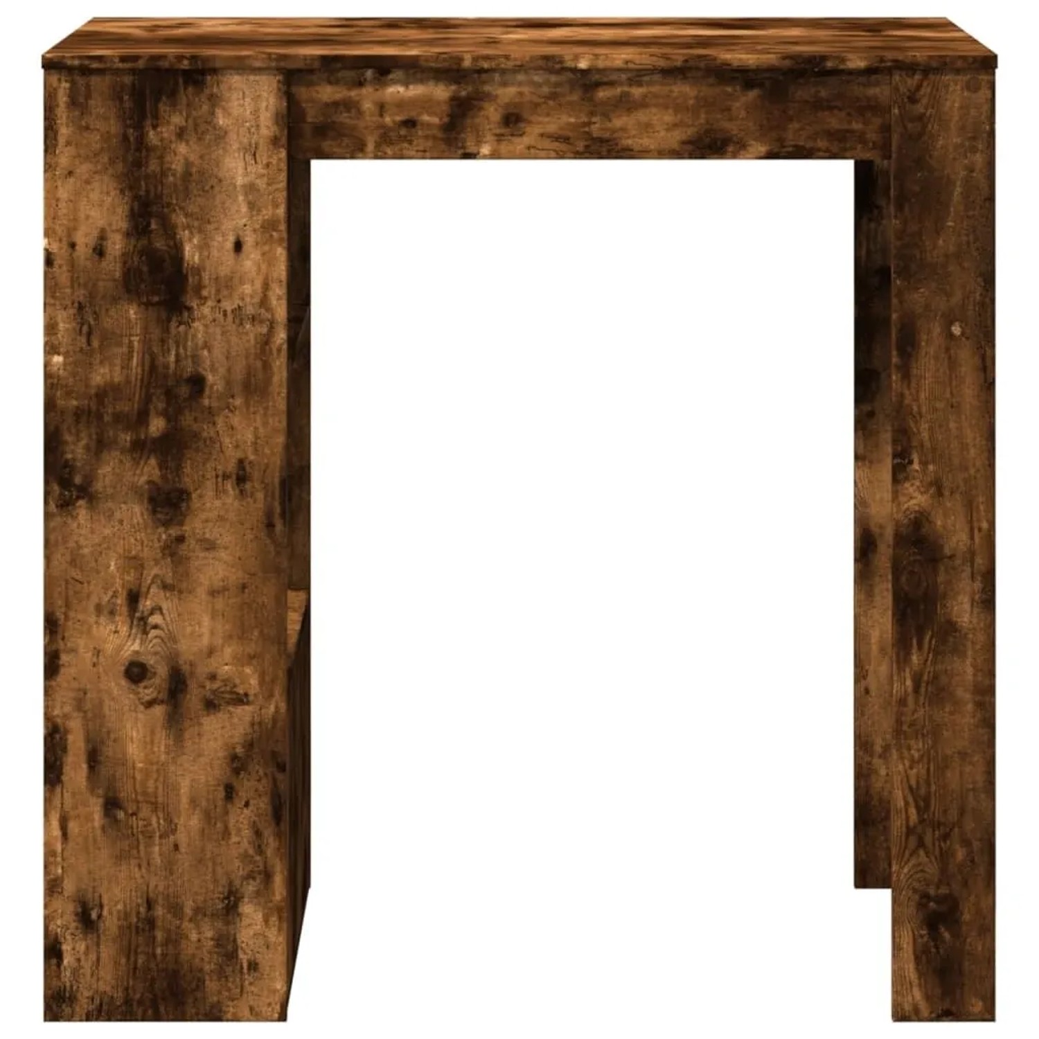 Bartisch mit Regal in Räuchereiche-Optik aus Holzwerkstoff. Dunkles Holzdesign für Küche oder Esszimmer.