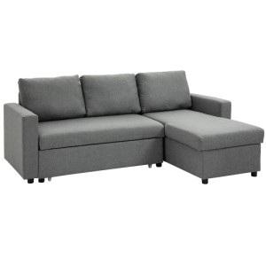 HOMCOM Ecksofa mit Schlaffunktion Leinen-Touch 211,5 x 146 x 85 cm