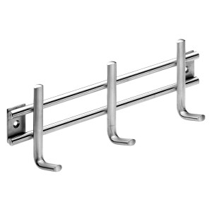 Hettich Edelstahlgarderobe mit 3 Haken, 255x70mm, zur Wandmontage.
