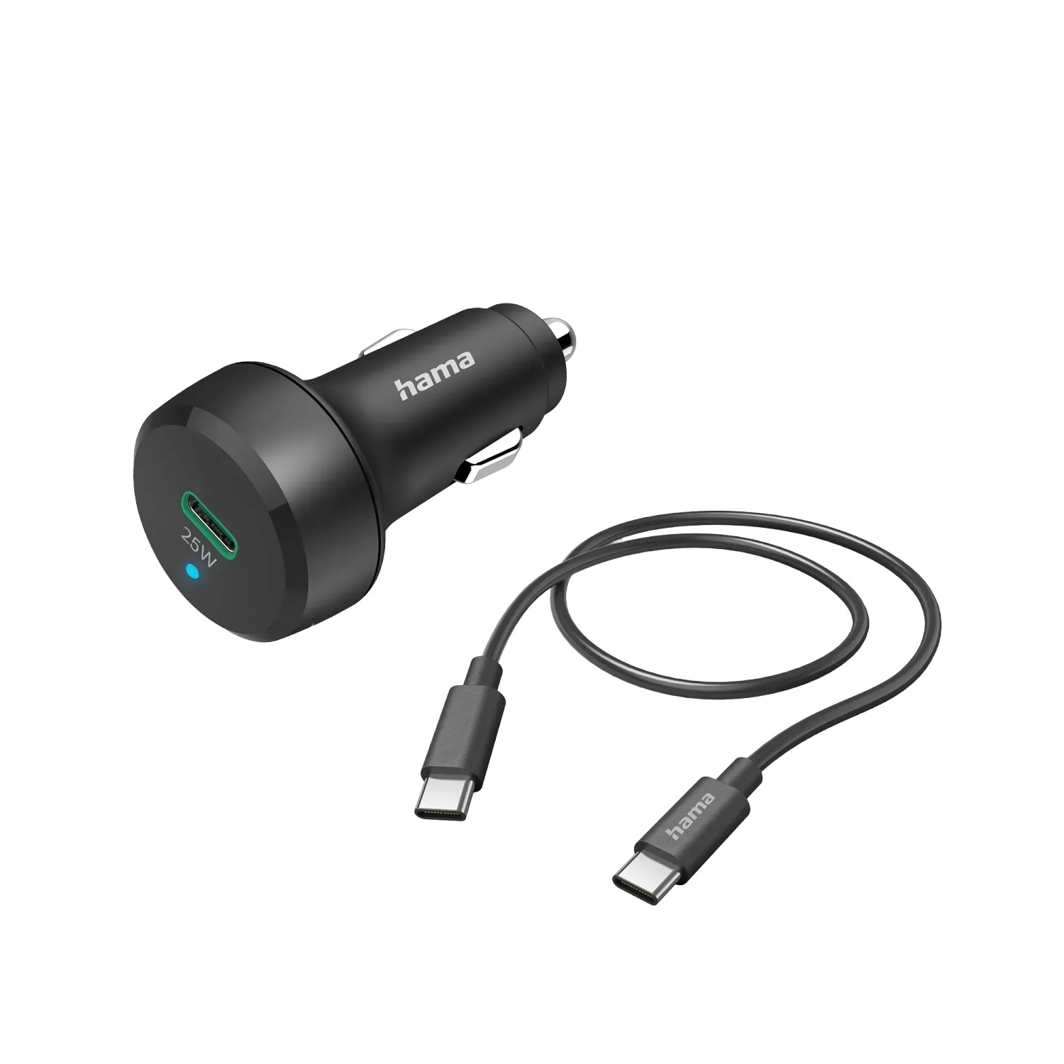 Hama Auto-Schnellladegerät mit Ladekabel USB-C PD 25 W 1 m Schwarz