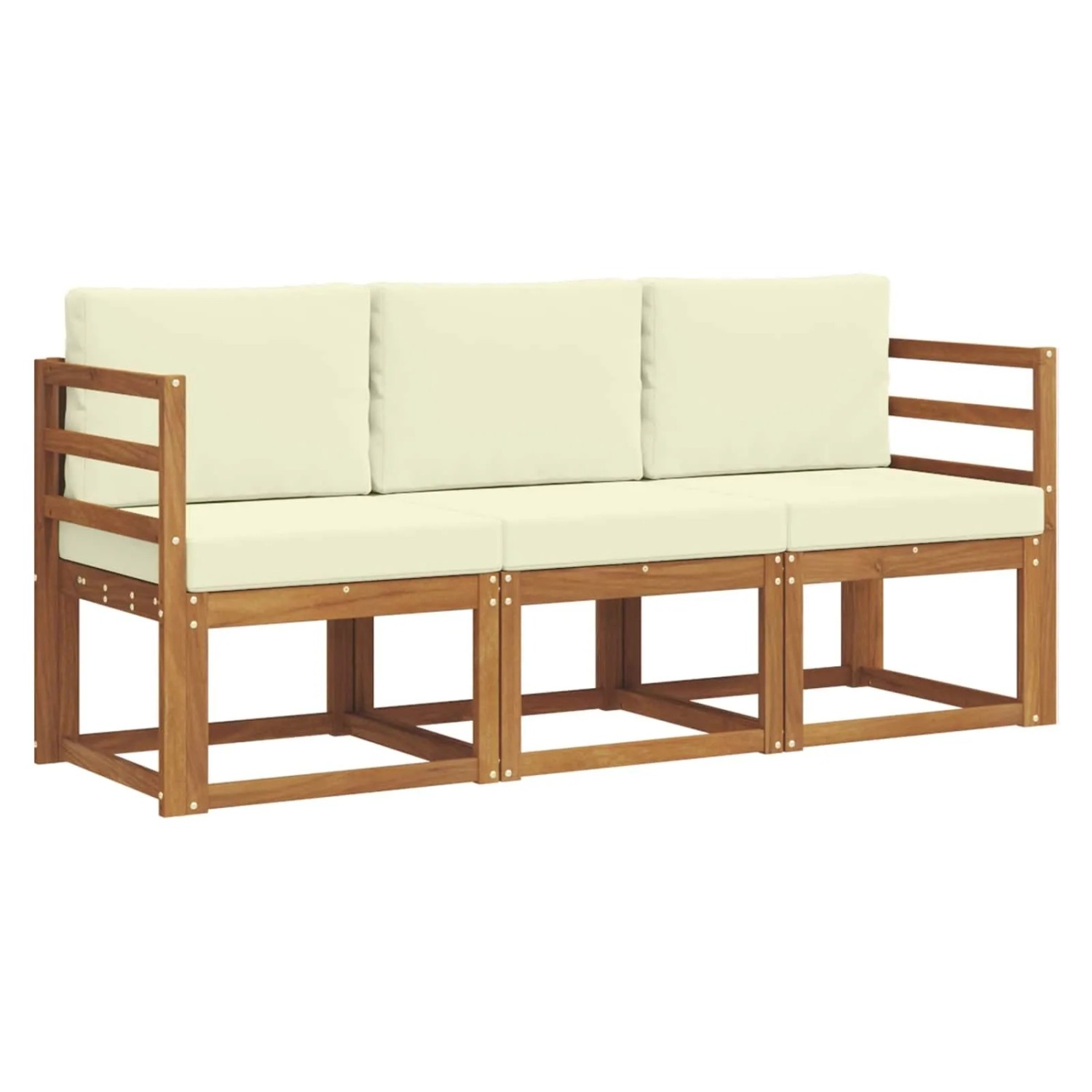 vidaXL Outdoor-Sofagarnitur mit Kissen 3 Stk Natur und Creme 3365923