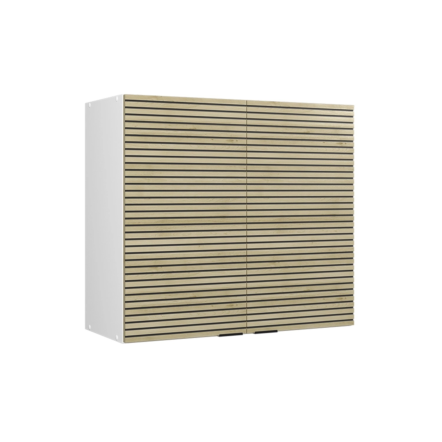Vicco Hängeschrank Fame-Line Glashängeschrank Eiche Paneel 80 cm mit Weiß Korpus