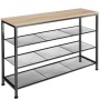 Tectake Schuhregal Portsmouth Industrial Style Holz und Stahl 100 x 30 50 x 72 50 cm Industrial Holz Hell Eiche Sonoma