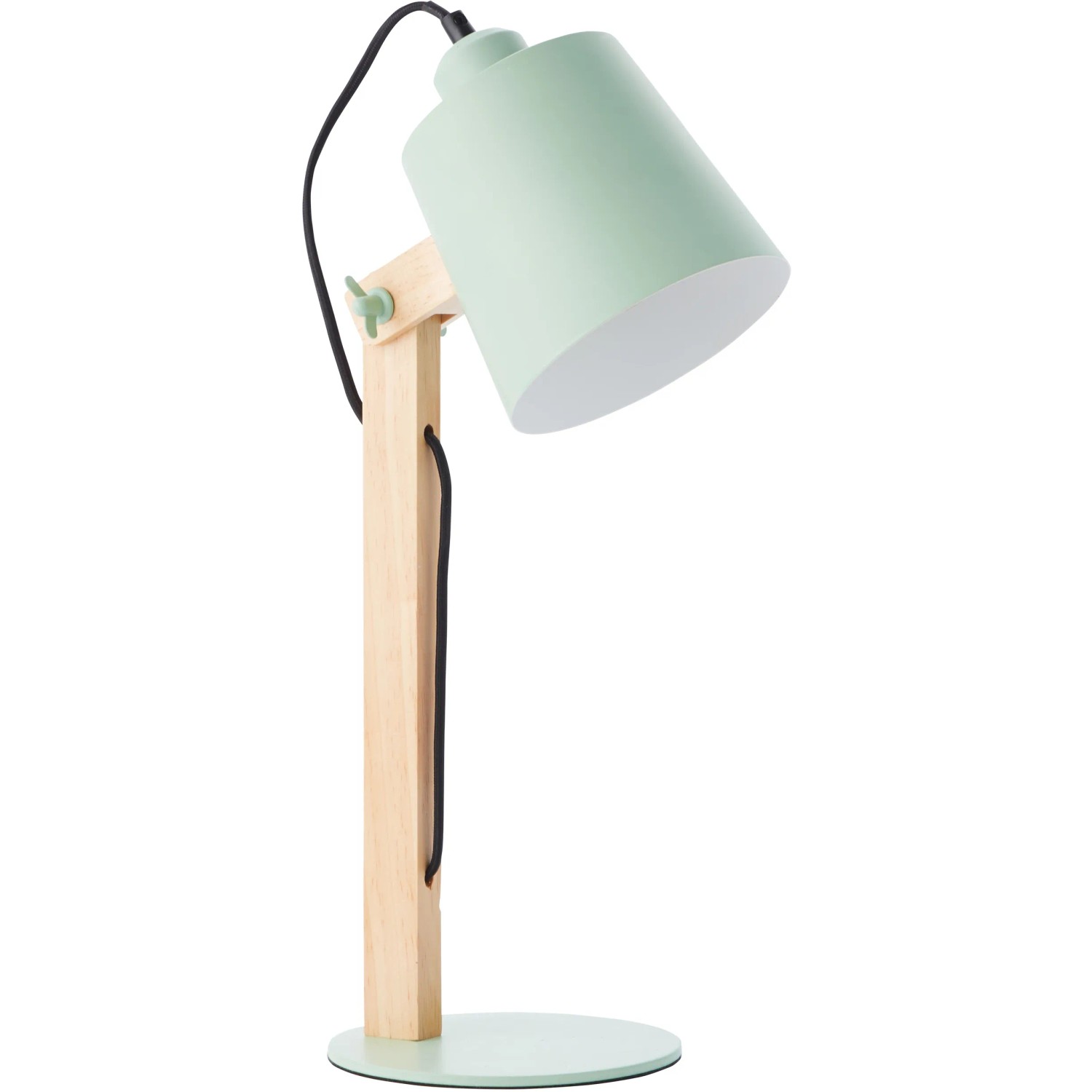 Hellgrüne Brilliant Tischleuchte Swivel mit Holzfuß, schwenkbar für Design-Tischlampen.