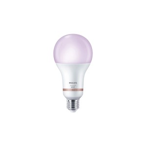 Philips WiZ Smart LED Lampe E27, birnenförmig, leuchtet lila. Farbiges & dimmbares Leuchtmittel für individuelle Lichtstimmung.