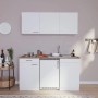 Respekta Economy Küchenzeile KB150WWC, 150 cm, Weiß Glänzend mit Glaskeramikkochfeld und Kühlschrank.