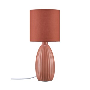PR Home Uno Tischleuchte in Terrakotta mit Stoffschirm, skandinavisches Design für Innenräume.