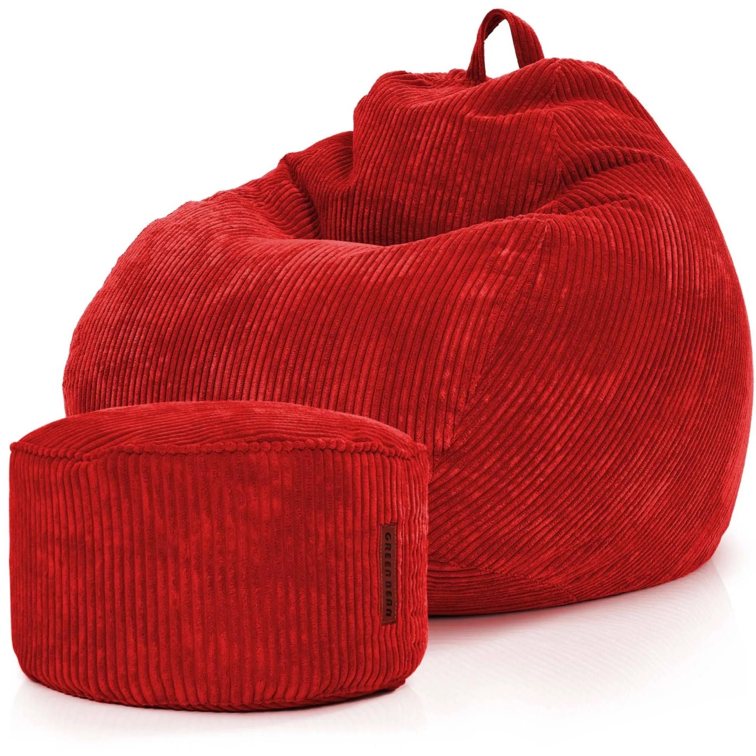 Green Bean Sitzpouf 2er Set Scoop + Pouf 90 x 90 x 110 cm Cord Waschbarer Bezug Rot