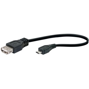 Schwaiger USB Adapterkabel 2.0, Micro-B auf Standard-A Buchse, 10cm, zum Verbinden von Geräten.