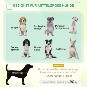 Infografik: Geeignete Hunderassen für das PawHut Hundebett mit Baldachin (mittelgroße Hunde bis 20kg).