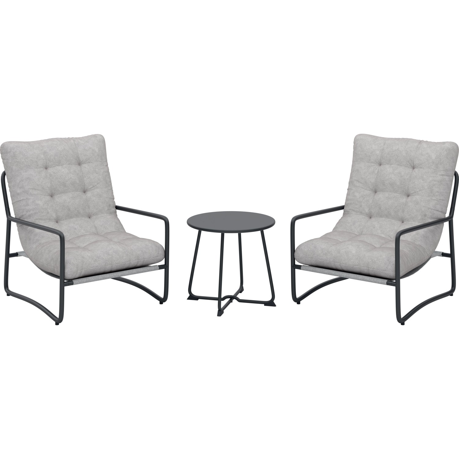 Balkonmöbel-Set Patterson 3-teilig Stahl Textilen Schwarz Beige