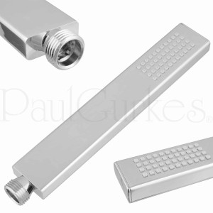 PaulGurkes Handbrause, eckig, verchromt, für Duschsysteme & Brausesets.