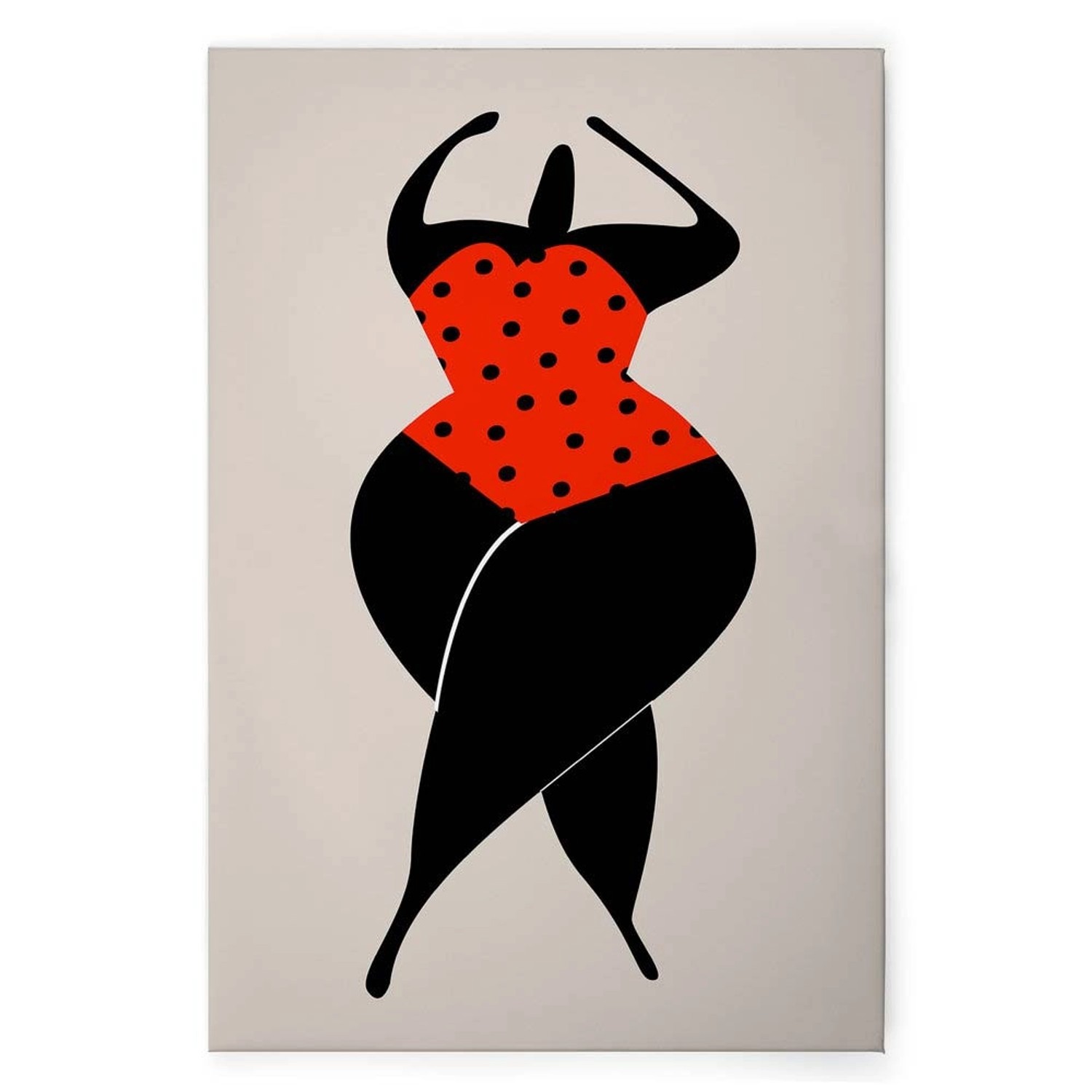 Bricoflor Retro Wandbild Mit Frau Im Badeanzug Der 60Er Jahre Schwarz Rot Leinwandbild Im Pop Art Stil Für Schlafzimmer 