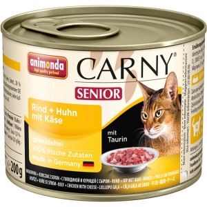 Carny Senior Katzen-Nassfutter Rind, Huhn & Käse, 200g Dose. Alleinfutter für ältere Katzen.