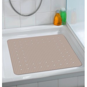 Quadratische Wenko Duscheinlage Mirasol, 54x54 cm, taupe, mit Saugnäpfen in Dusche.