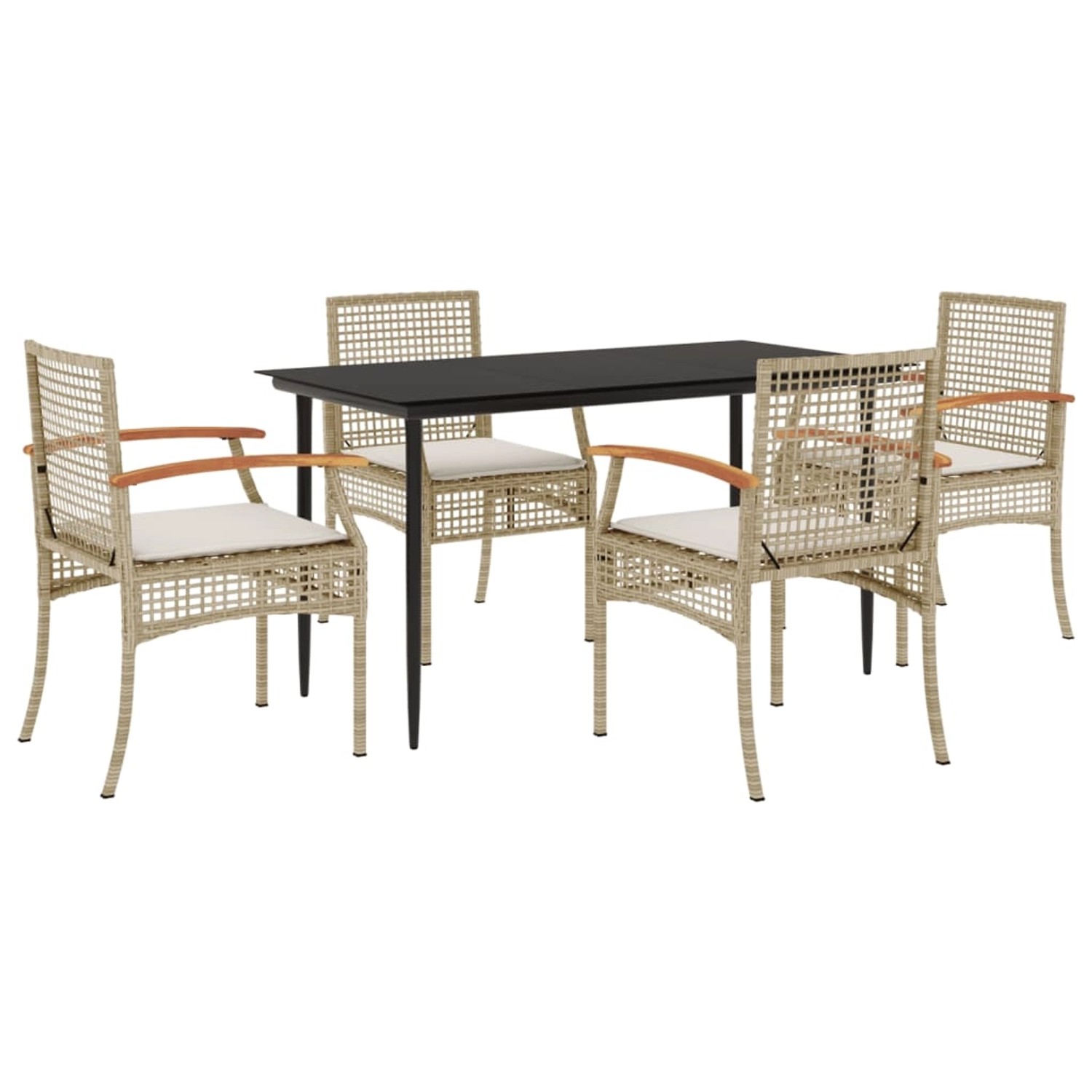 vidaXL 5-Tlg Garten-Essgruppe mit Kissen Beige Poly Rattan 3213626 günstig online kaufen