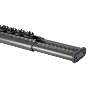 Anthrazitfarbene Spirella Duschvorhangstange Scala, 75-125 cm, mit Gleitern und verstellbarer Länge.