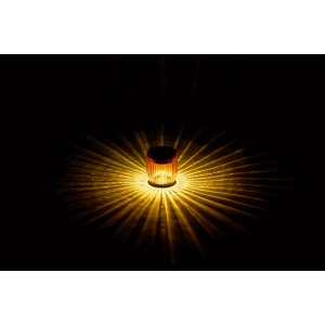 Koralle Solar-LED-Dekoleuchte (Ø 8 cm) mit warmweißem Lichtschein für den Außenbereich.