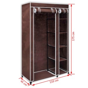 Brauner vidaXL Stoffschrank mit Regalen und aufrollbarer Tür, ideal zur Aufbewahrung von Kleidung.