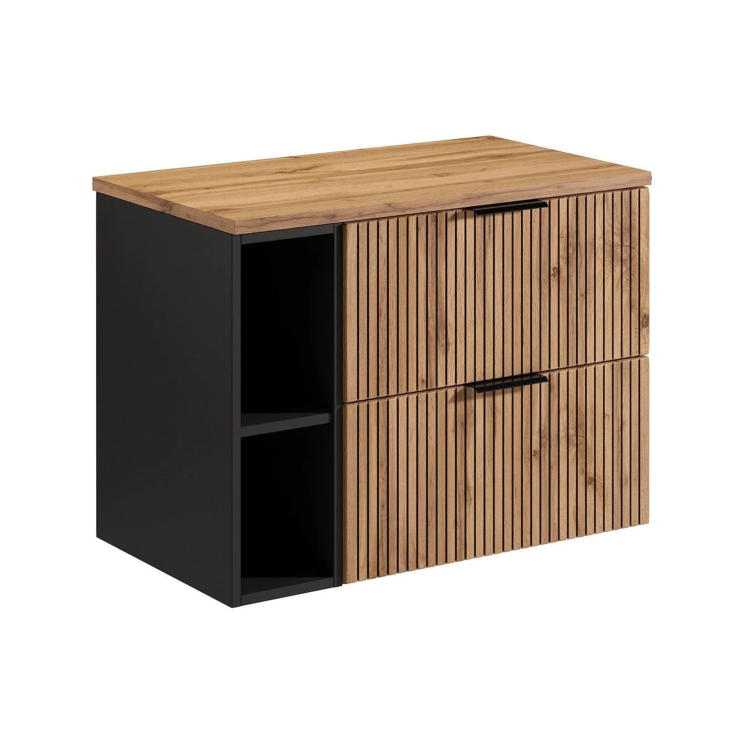 Vente-unique Waschbeckenunterschrank Madela Schwarz  Naturfarben Hell 80 cm