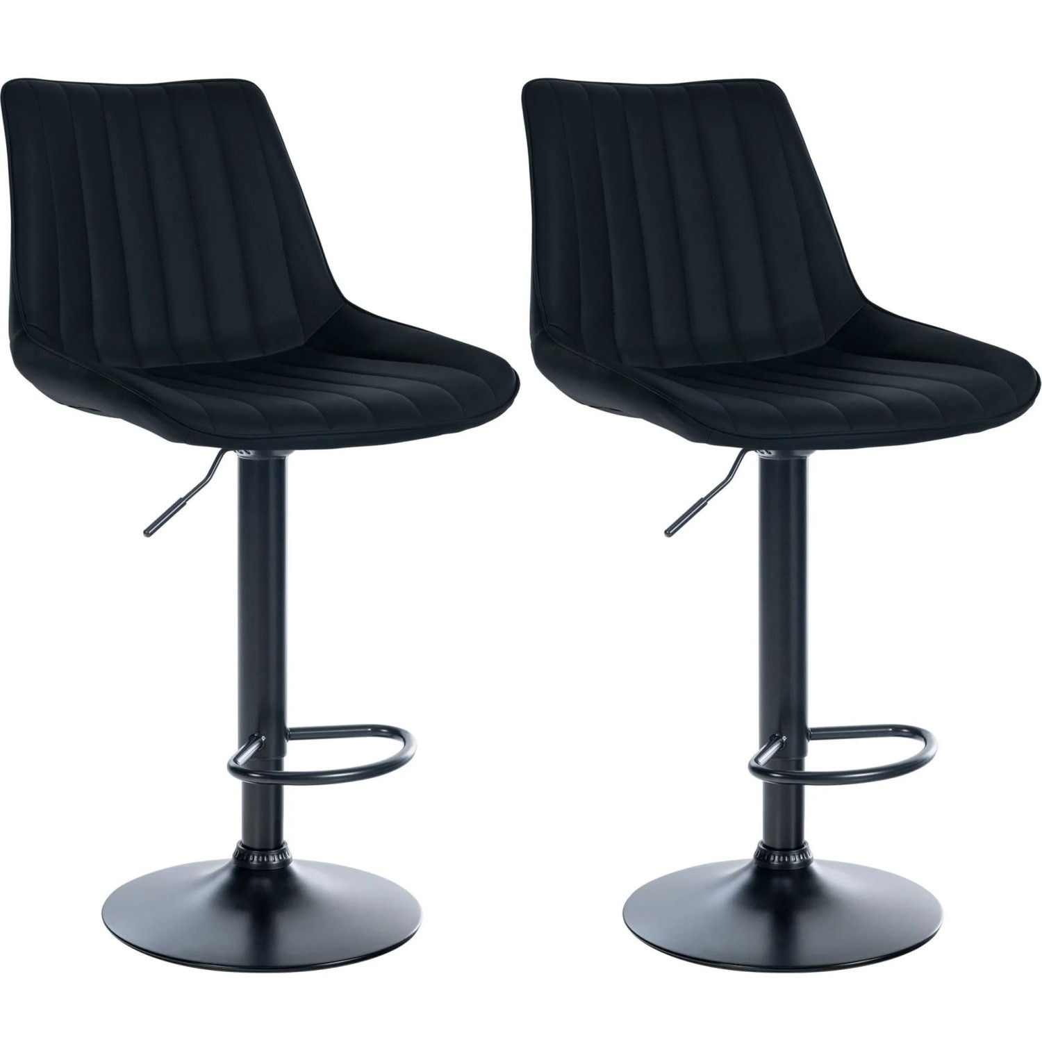 CLP 2er Set Barhocker Toni Kunstleder Metall Matt Schwarz/Schwarz