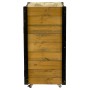 Rollbarer Gartenschrank Dobar mit Pflanzkasten, braun/schwarz, aus FSC®-Holz.