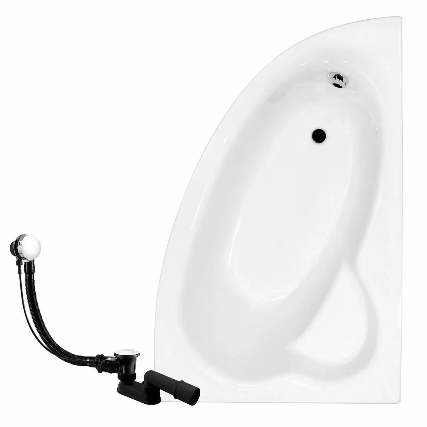 KOLMAN Badewanne Eckwanne 150 x 100 Cm Rechts Mit Styroporverkleidung Inkl. Ablauf Und Füße