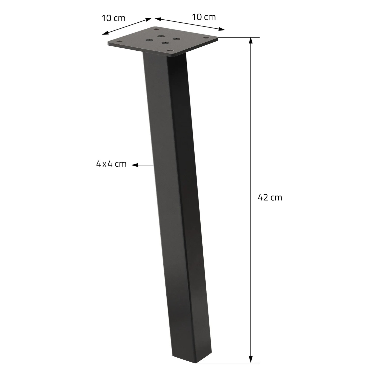 ML-Design Tischbein, 4er Set, dunkelgrau, Stahl, 42 cm hoch, für Tische.