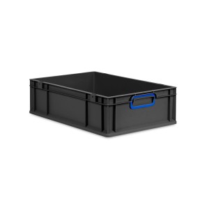 PROREGAL Eurobox Nextgen Color HxBxT 17x40x60cm 34 Liter Griffe Blau Geschlossen Schwarz Eurobehälter Transportbox Transportbehälter