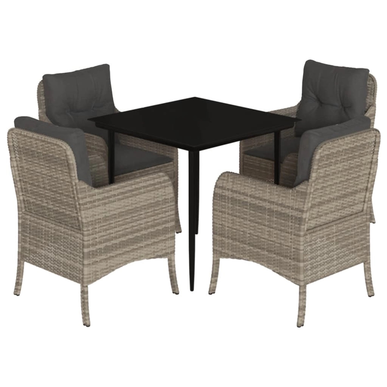 vidaXL 5-Tlg Garten-Essgruppe mit Kissen Hellgrau Poly Rattan 3211991 günstig online kaufen