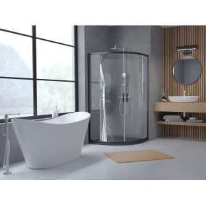 Bad Land Duschkabine Viertelkreis HELA Schwarz 90x90 190 cm Transparent Glas