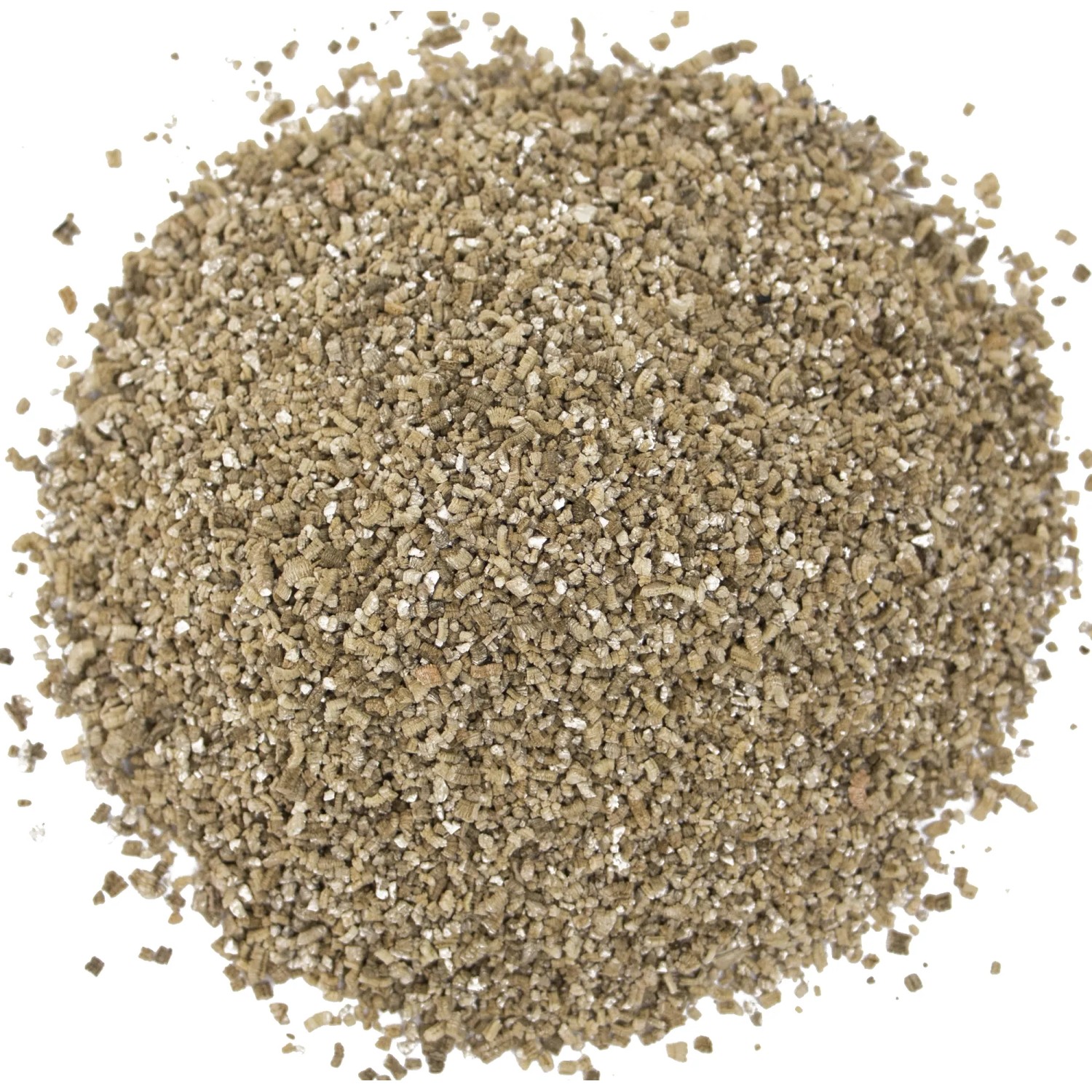 Floragard Vermiculite, ein Haufen des feinen, hellbraunen Granulats.