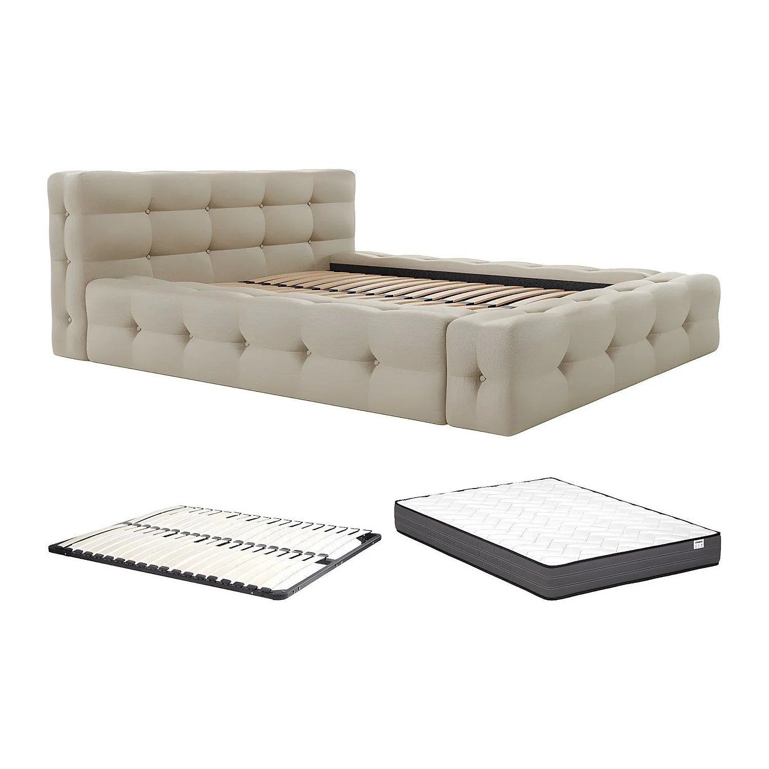 Vente-unique Bettrahmen Leruco Beige 183 cm