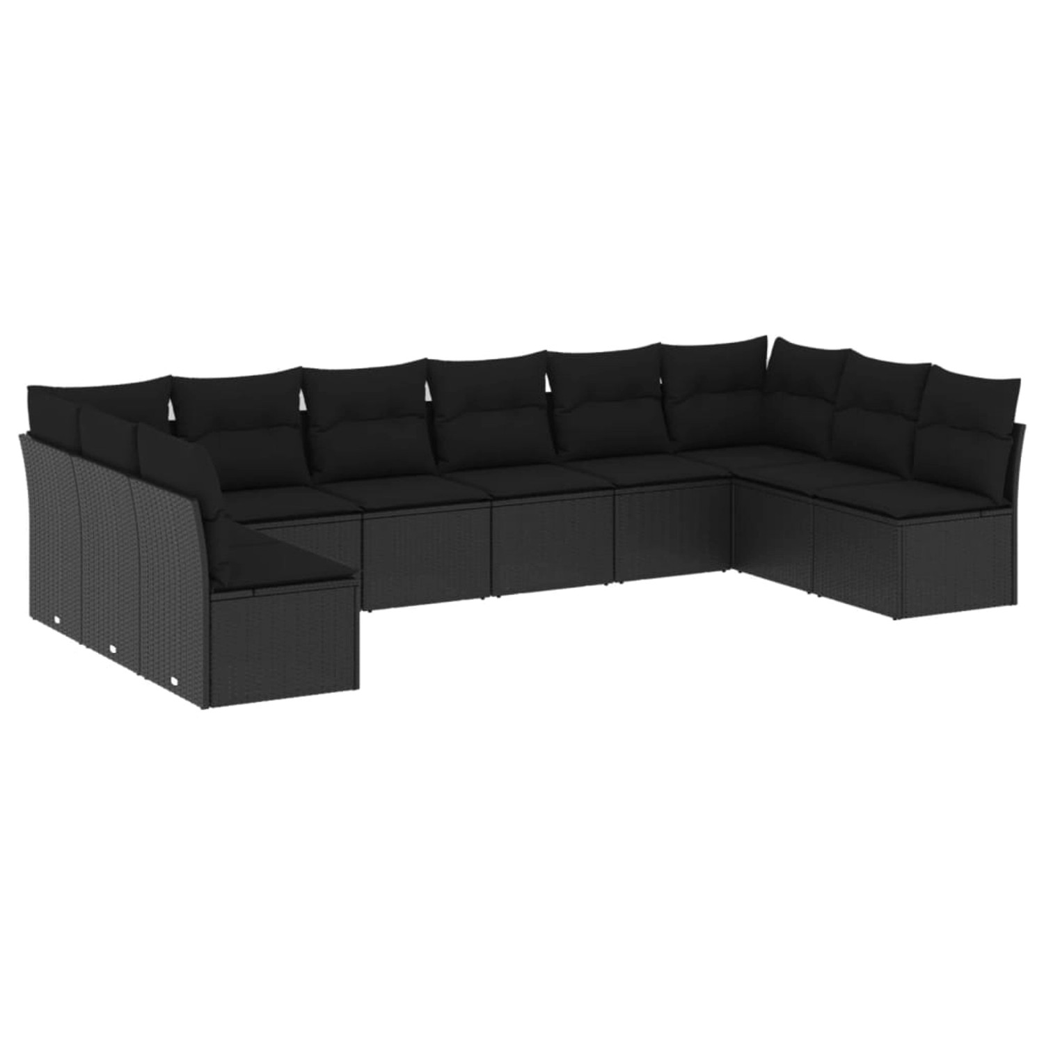 vidaXL 10-tlg Garten-Sofagarnitur mit Kissen Schwarz Poly Rattan Modell 18 günstig online kaufen