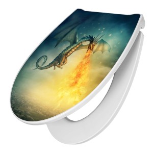 Banjado Premium WC-Sitz mit Drachen Motiv. Duroplast Toilettendeckel mit Absenkautomatik.