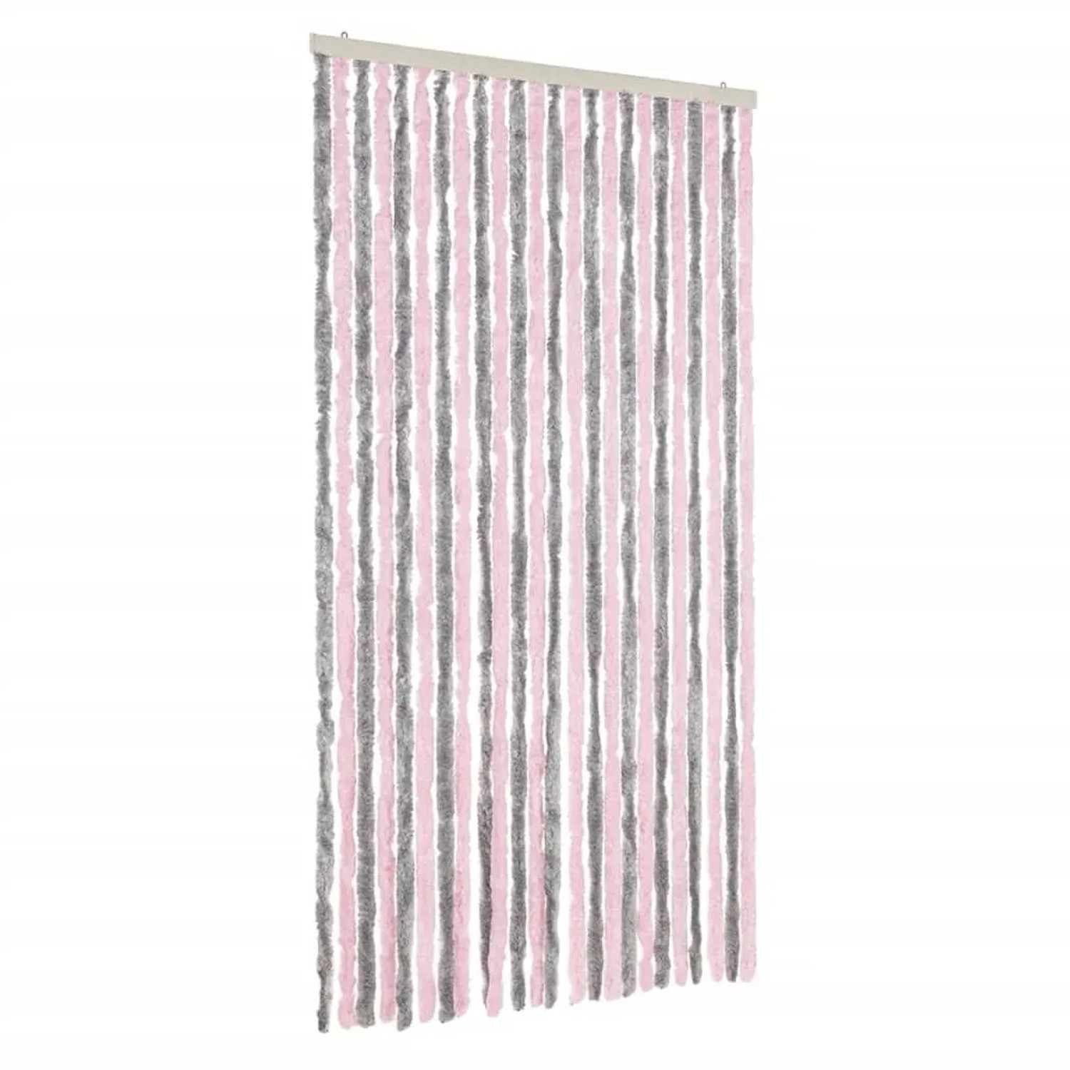 vidaXL Fliegenvorhang Silbergrau und Rosa 100x220 cm Chenille 377365