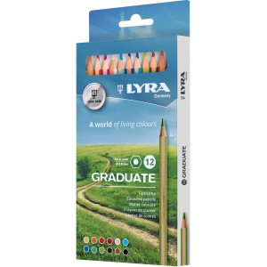 LYRA Graduate Farbstifte, 12 verschiedene Farben im Set. Ideal für Schule und Hobby.