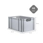 Graue PROREGAL Eurobox Nextgen, 65 Liter, mit schwarzem Griff und Auflagedeckel. Aufbewahrungsbox.