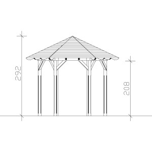 Technische Zeichnung: Skan Holz Pavillon Colmar Größe 1, 6-Eck Pavillon aus Douglasie mit Maßen.