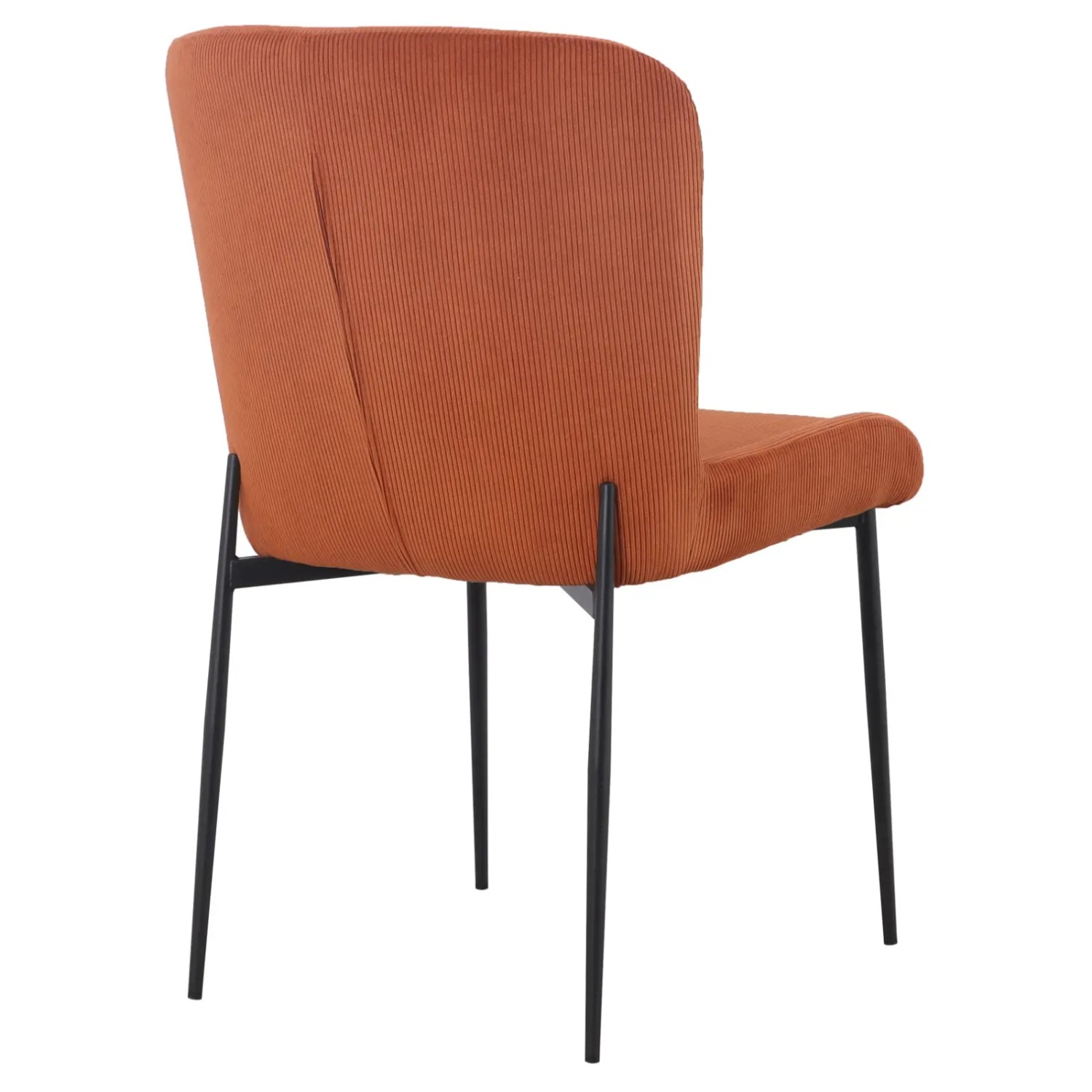 Svita Freddie Esszimmerstuhl im 2er Set, orangefarbener Cordbezug, schwarze Metallbeine.