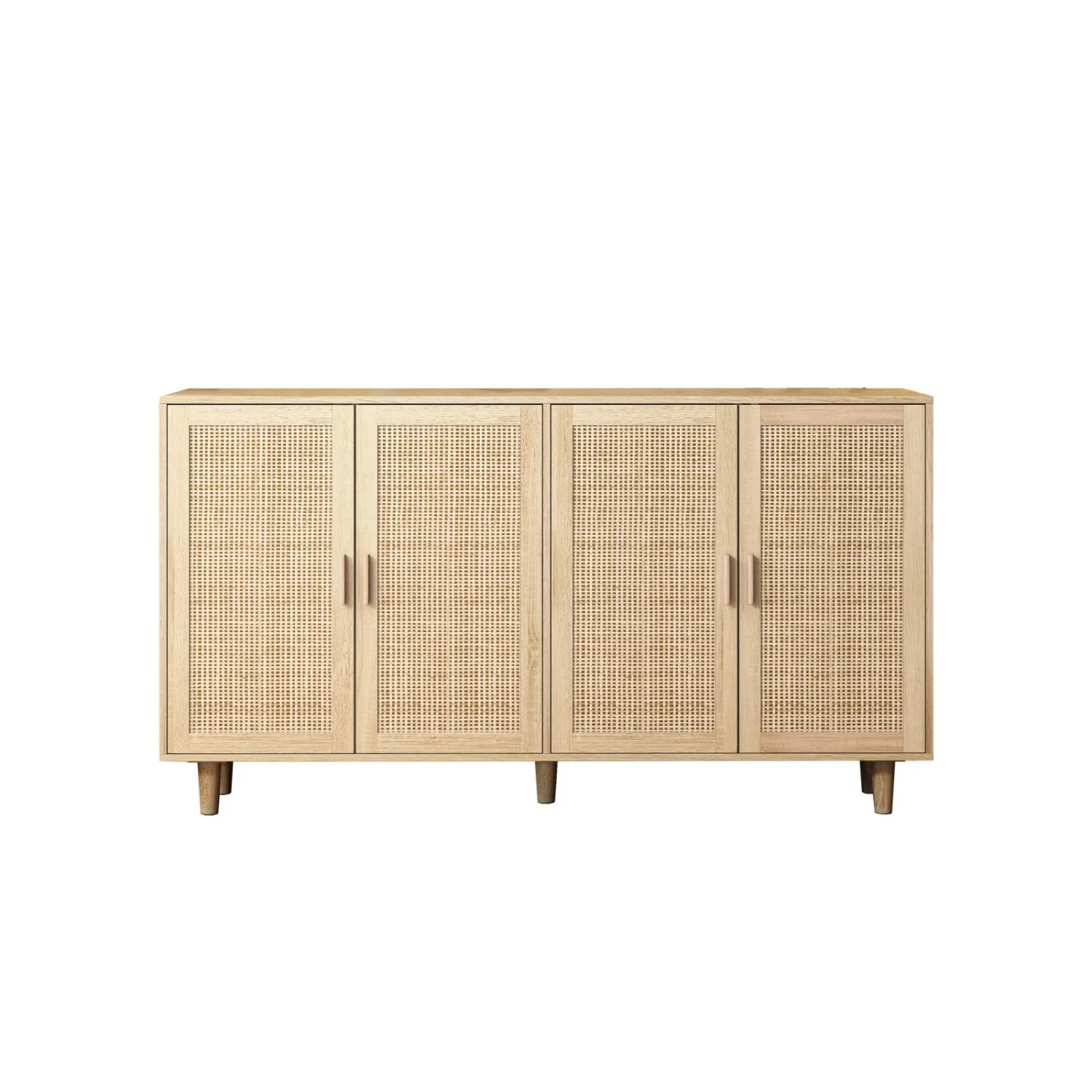 PXloue Sideboard Rattan Schrank mit Türen Aufbewahrungskommode
