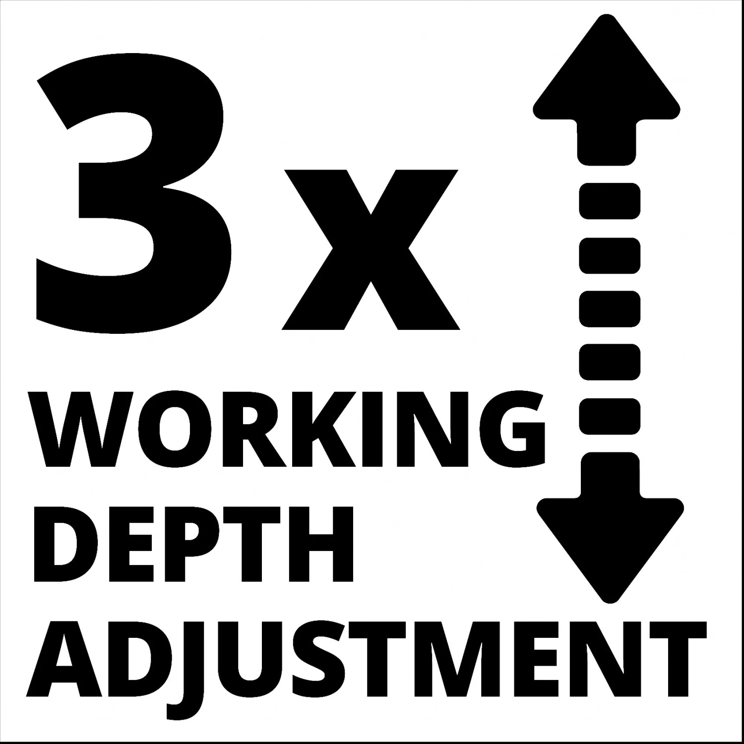 Symbol für 3-fache Arbeitstiefeneinstellung beim Einhell Vertikutierer.