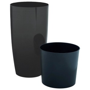 KMND Blumentopf Hoch mit Einsatz Alpha Ø16x30 cm aus PP Kunststoff Granit 2er Set 20781