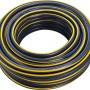 Aufgerollter LUX-TOOLS PRO Gartenschlauch, 30 m, blau-gelb.