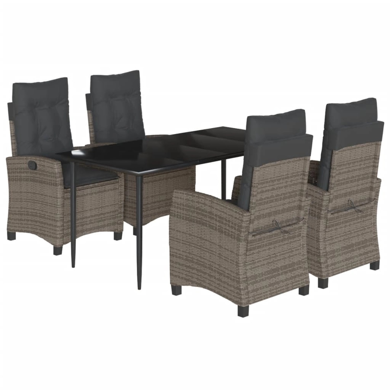 vidaXL 5-Tlg Garten-Essgruppe mit Kissen Grau Poly Rattan 3212786 günstig online kaufen