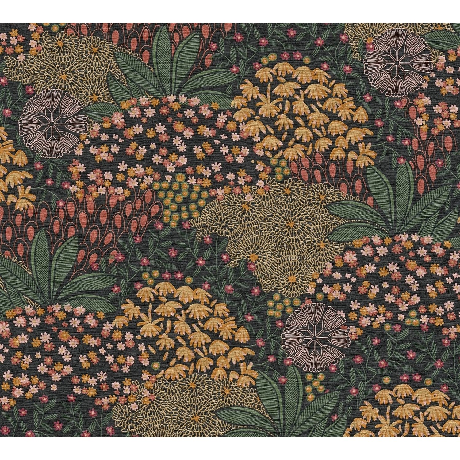 PROFHOME 387403-GU Blumen Tapete Floral Matt Braun Schwarz Orange 0,53 m x günstig online kaufen