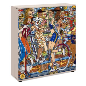 Furn.Design Schuhschrank Logu in Samt Bergonzoli 100 x 110 cm Logu