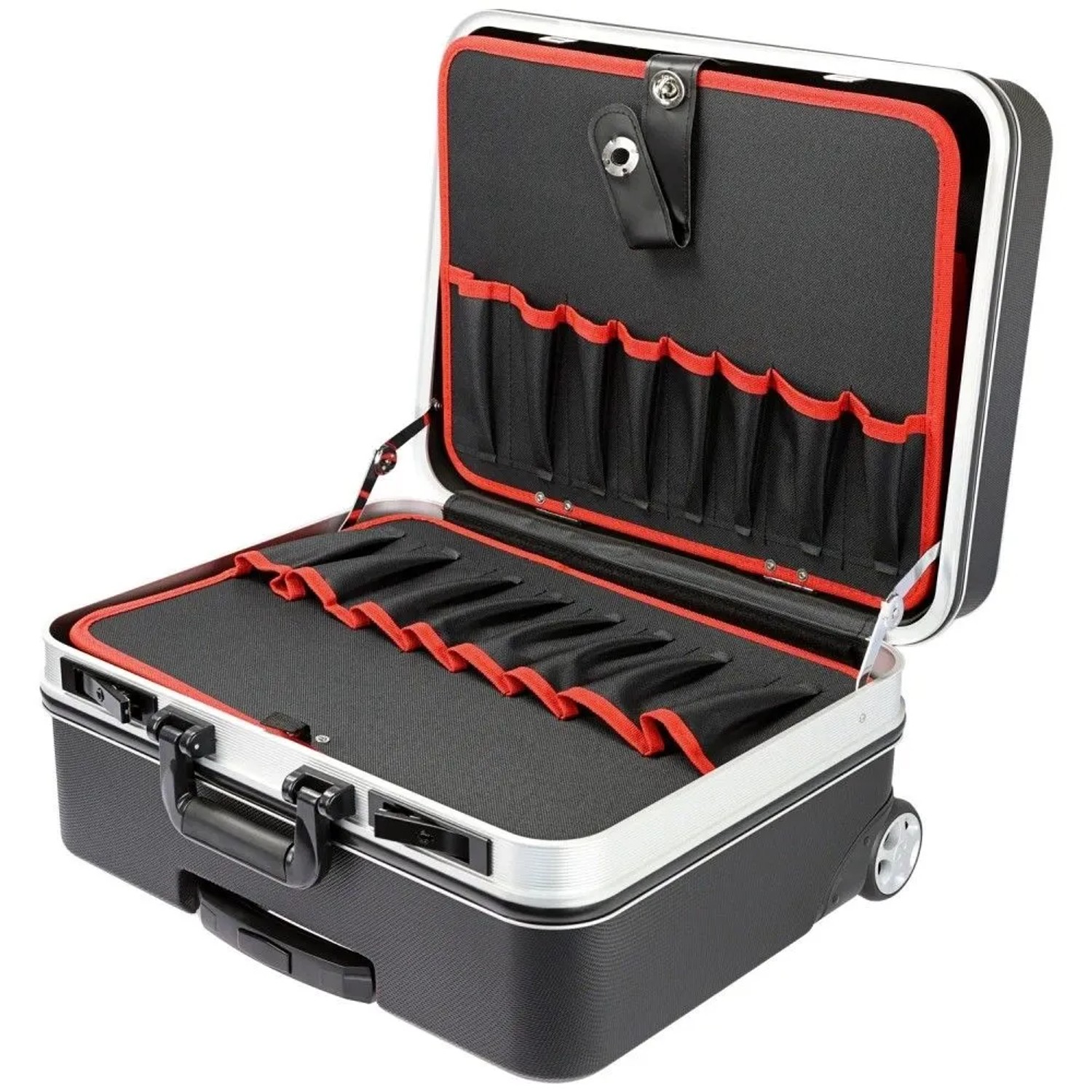HMF 15602-02 Werkzeugtrolley Leer Werkzeugkoffer ABS-Kunststoff Rollen 47 x 40 x 24 cm_3